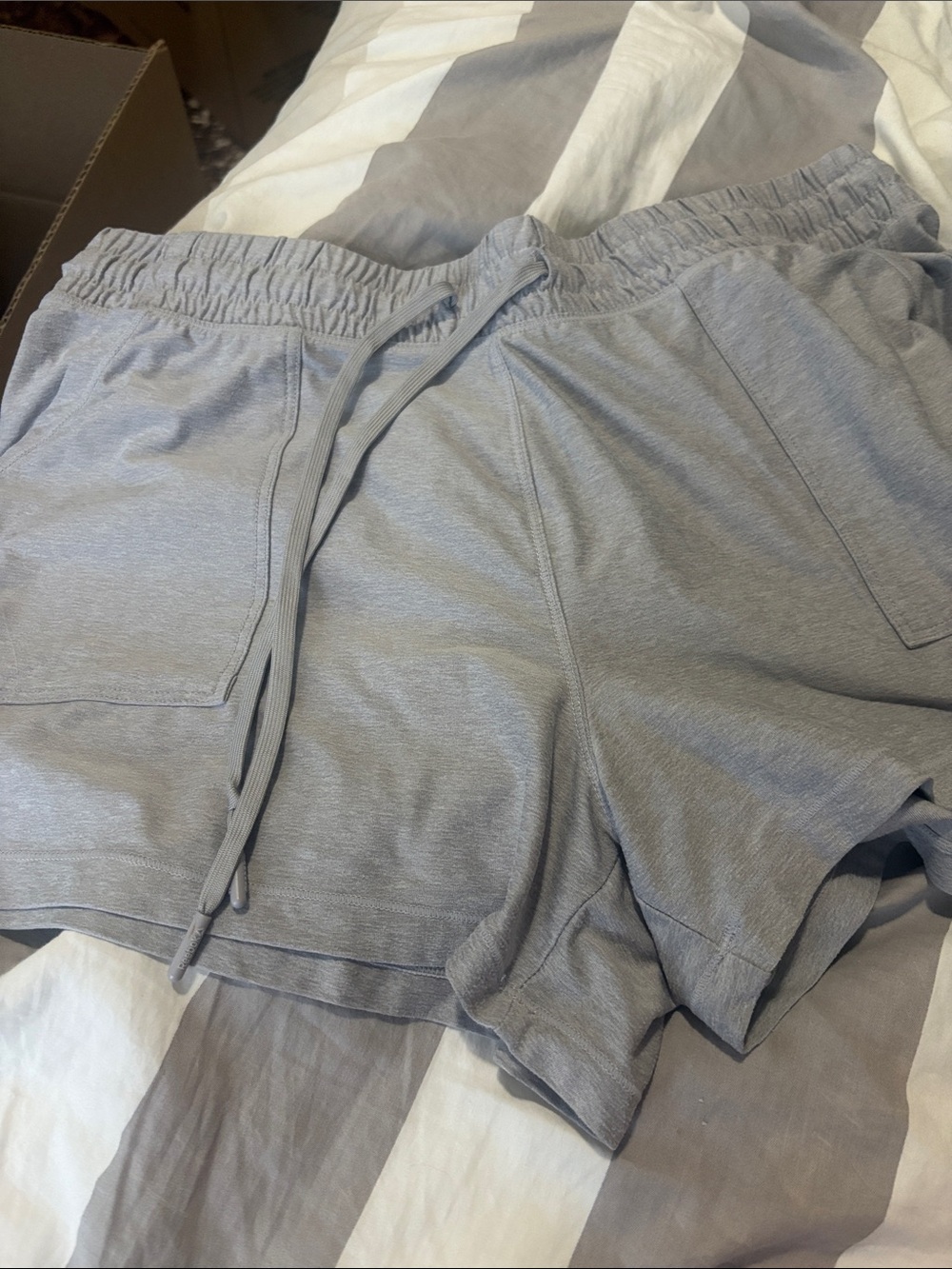 Women’s Light Gray Drawstring Athletic Shorts